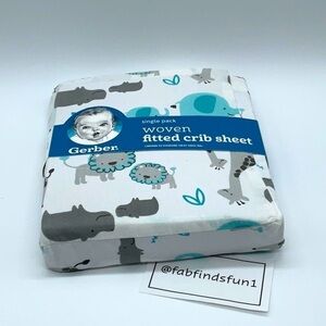 Gerber® Animals Fitted Crib Sheet in White